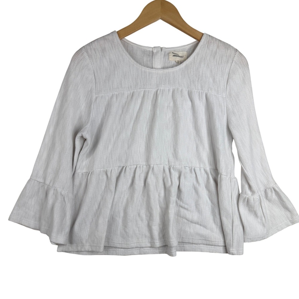 Melloday Tiered Layered Bell Sleeve Blouse size Medium White